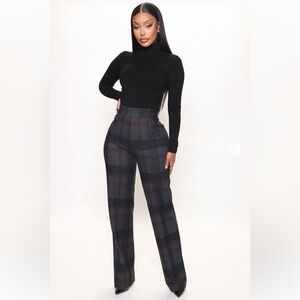 Plaid High-Waisted Women's Pants